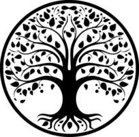 árbol - negro y blanco aislado icono - vector ilustración