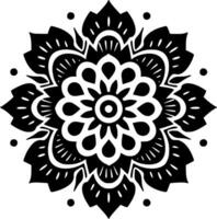 mandala - negro y blanco aislado icono - vector ilustración