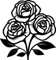 rosas - negro y blanco aislado icono - vector ilustración