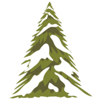 dessin animé Célibataire pin arbre avec neige isolé, vert Noël arbre, illustration éléments conception des idées pour hiver bannière, Noël salutation carte, invitation png