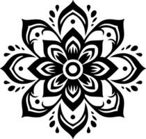 mandala - negro y blanco aislado icono - vector ilustración