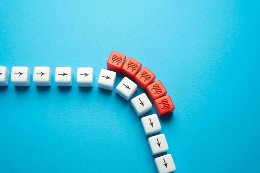 Change of direction due to an obstacle. Adaptability and resilience. Reassess goals, reevaluate strategies, and develop innovative solutions. Go with the flow, don't try to resist. photo