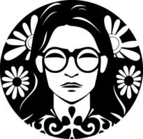 Hippie, Black and White Vector illustration