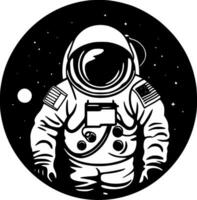 astronauta - negro y blanco aislado icono - vector ilustración