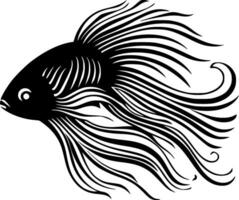 Beta Fish - Black and White Isolated Icon - Vector illustration