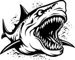 tiburón - negro y blanco aislado icono - vector ilustración