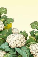 coliflor con hojas ilustración antecedentes con vacío espacio para texto foto