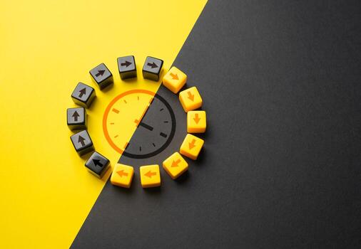 Cycle change day and night. Activity and passivity. Working time and rest time. Keep a balance. Biorhythms. Harmonious integration of work, rest, and leisure, leading to balanced lifestyle. photo