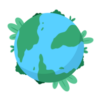 terra globo plano ilustração terra dia com verde plantas png