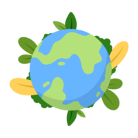 illustration green earth planet with leaves save the earth png