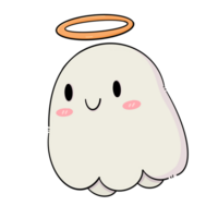 a cartoon ghost with an angel halo png