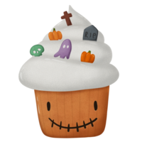 halloween cupcake with a ghost face and pumpkin png