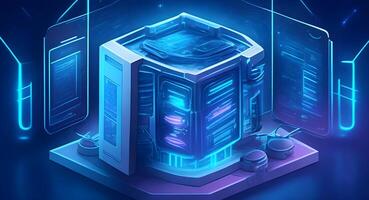 The Futuristic Server. Illustration of a Technological Nexus. photo