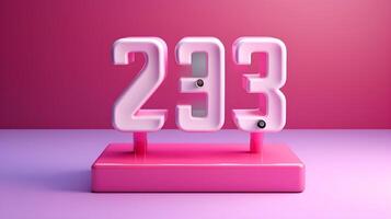 a pink clock with the number 233 on it. AI Generated photo