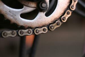 drive chain of a motorcycle close up photo