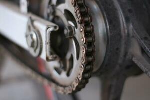 drive chain of a motorcycle close up photo