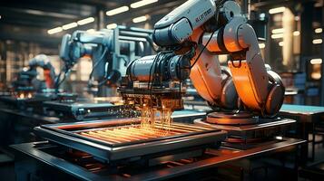 Automating Manufacturing. 3D Exploration of Robotics in Action. AI Generated photo