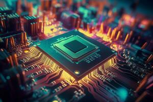 Inside computer chip electronic. Generate Ai photo