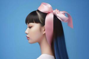 Chinese girl ribbon. Generate Ai photo