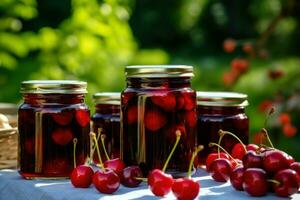 Cherry jam food harvest. Generate Ai photo