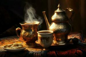 Arabic coffee traditional. Generate Ai photo