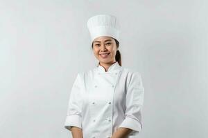 Happy female chef. Generate Ai photo