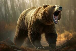 Angry grizzly. Generate Ai photo