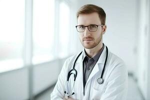 Doctor man stethoscope. Generate Ai photo