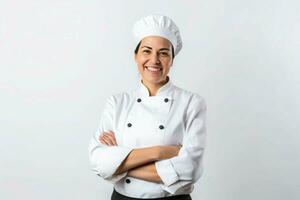 Happy female chef smile. Generate Ai photo