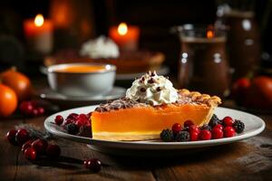 Freshly baked pie with pumpkin. photo