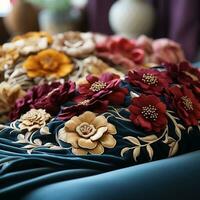 Handcrafted luxurious fabric weaves, velvet, fashionable  luxury designs generative ai photo