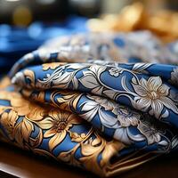 Close-up shot of an artisan silk handkerchief generative ai photo