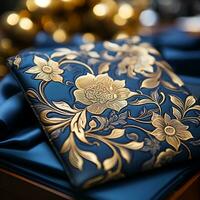 Close-up shot of an artisan silk handkerchief generative ai photo