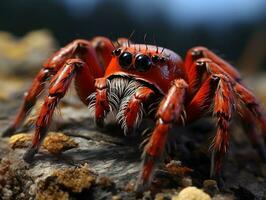Close-up highly detailed MACRO shot of the spider generative ai photo