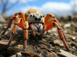 Close-up highly detailed MACRO shot of the spider generative ai photo