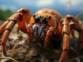 Close-up highly detailed MACRO shot of the spider generative ai photo
