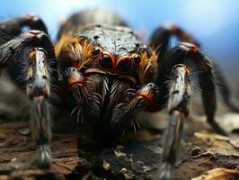 Close-up highly detailed MACRO shot of the spider generative ai photo