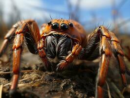 Close-up highly detailed MACRO shot of the spider generative ai photo