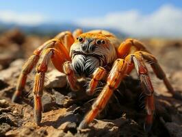 Close-up highly detailed MACRO shot of the spider generative ai photo