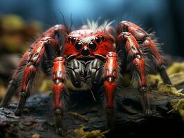 Close-up highly detailed MACRO shot of the spider generative ai photo