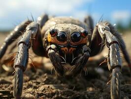 Close-up highly detailed MACRO shot of the spider generative ai photo