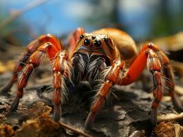 Close-up highly detailed MACRO shot of the spider generative ai photo