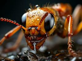 Close-up highly detailed MACRO shot of the ant generative ai photo