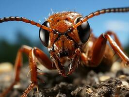 Close-up highly detailed MACRO shot of the ant generative ai photo