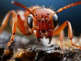 Close-up highly detailed MACRO shot of the ant generative ai photo