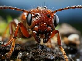 Close-up highly detailed MACRO shot of the ant generative ai photo