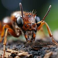 Close-up highly detailed MACRO shot of the ant generative ai photo