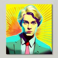 Colorful pop art retro style young business man generative ai photo