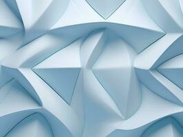 Beautiful futuristic Geometric background textured intricate 3D wall in light blue and white tones generative ai photo