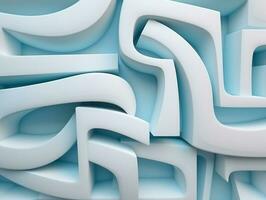 Beautiful futuristic Geometric background textured intricate 3D wall in light blue and white tones generative ai photo